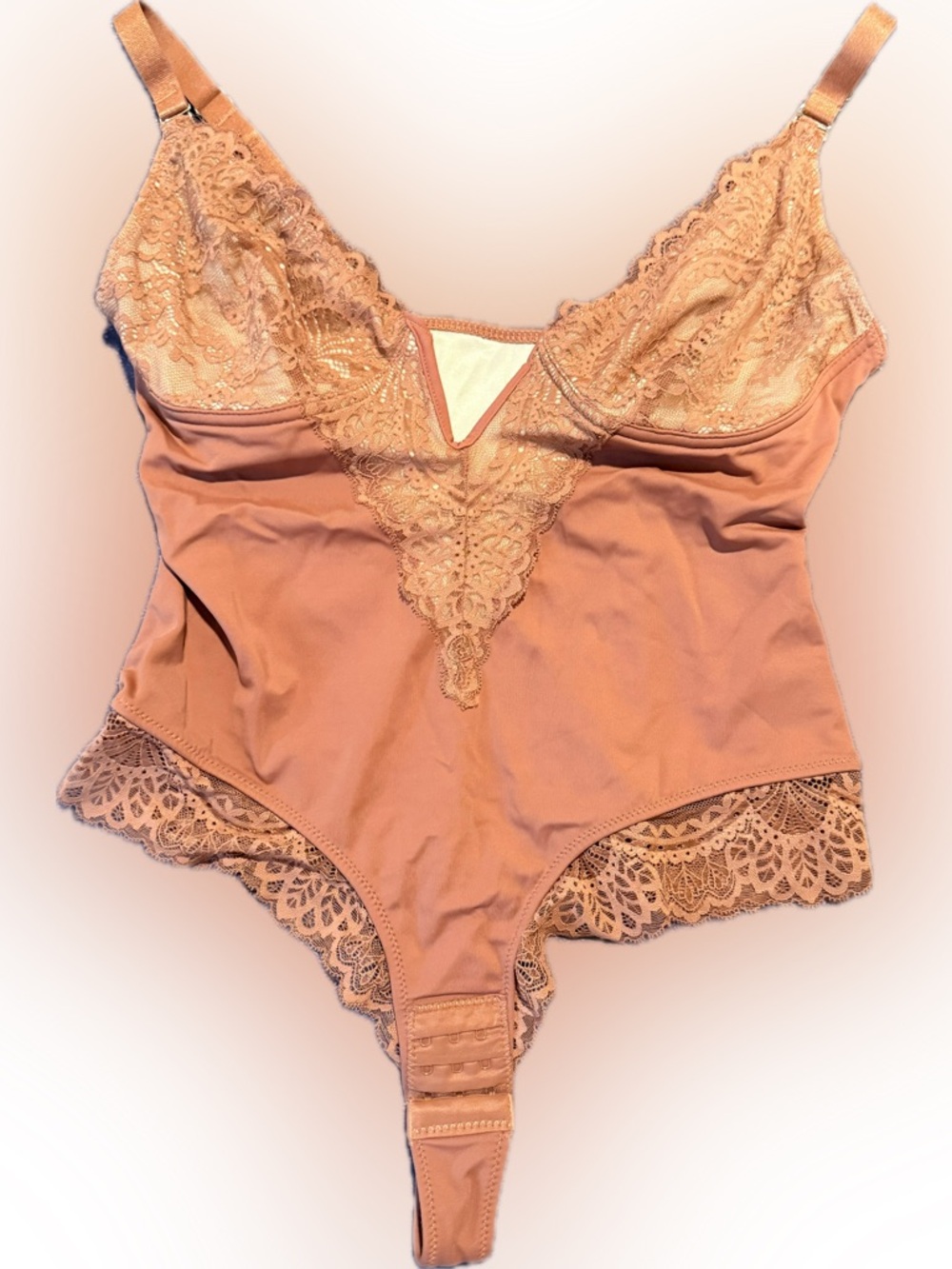 Women’s Lace Trim Bodysuit in Dusty Rose